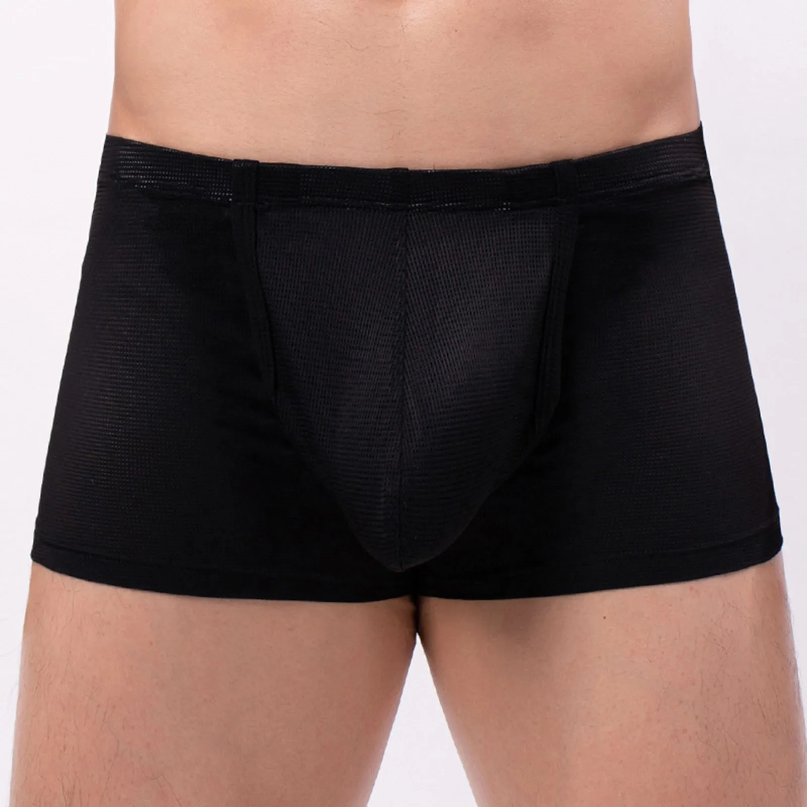 

Mens Solid Color Boxershorts Breathable Mesh Underpant U-Convex Slim Panties Sexy Close Fitting Shorts Elastic Underwear Men