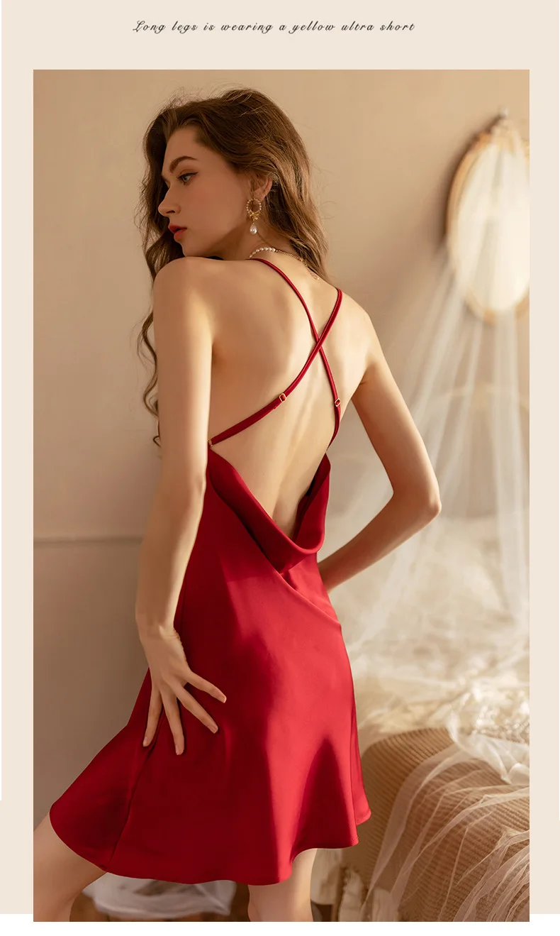 backless silk nightgown