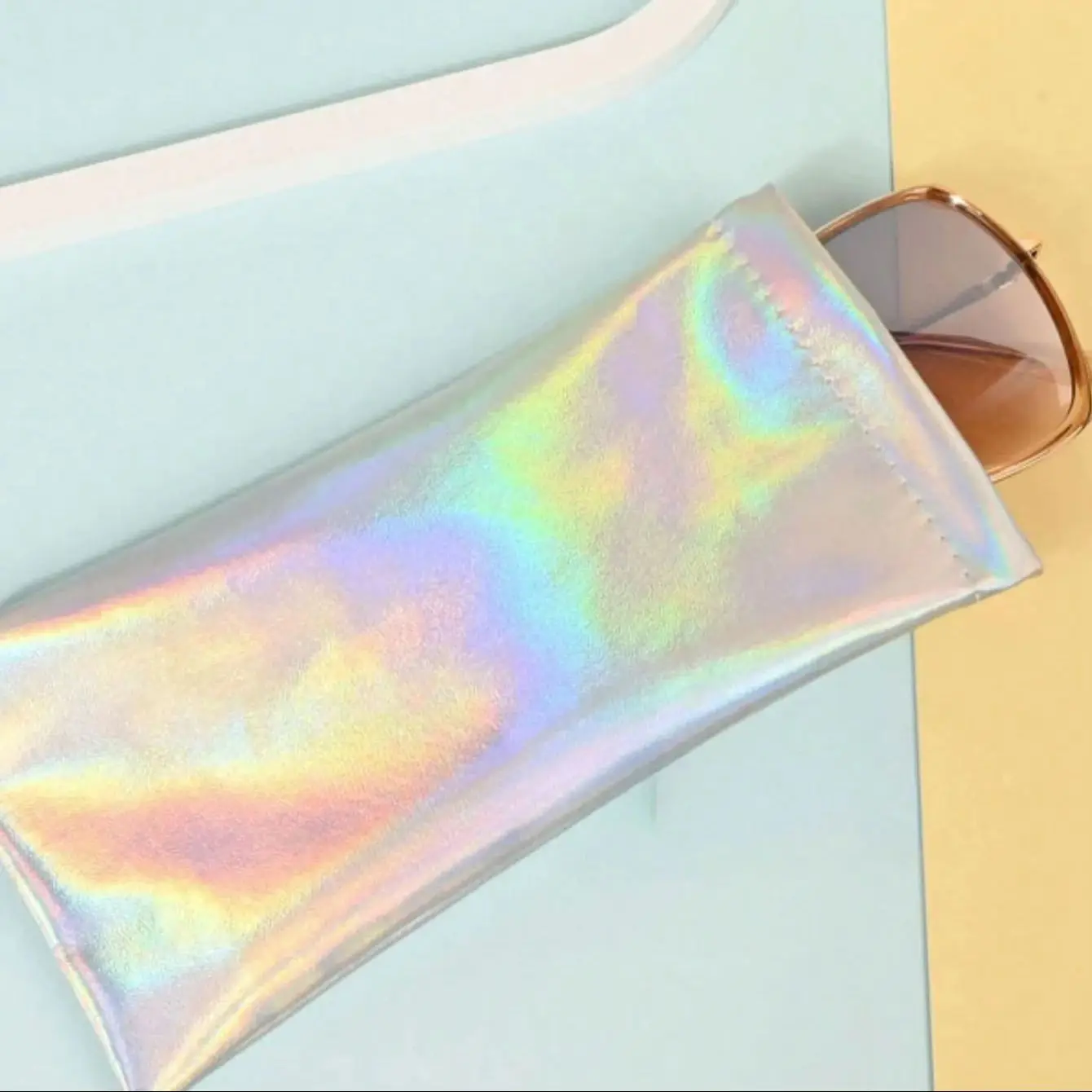 1/3 stücke Leder Gläser Lagerung Tasche Weiche Pu Wasserdichte Sonnenbrille Schutz Fall Schillernde Farben Beutel Tragbare Brillen Lagerung – Detail 4