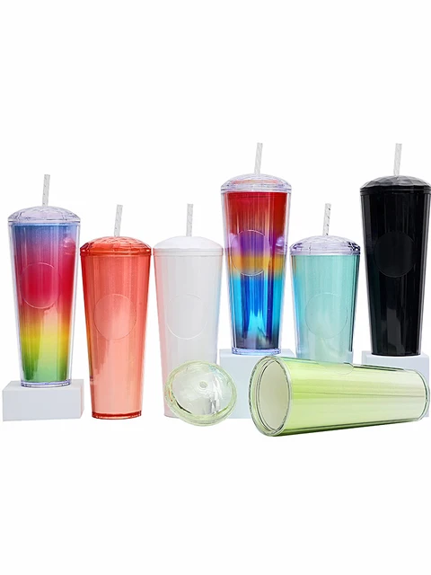 New Coming big capacity 26oz/750ml double wall plastic tumbler with straw  DIY logo diamond design lid water cup - AliExpress