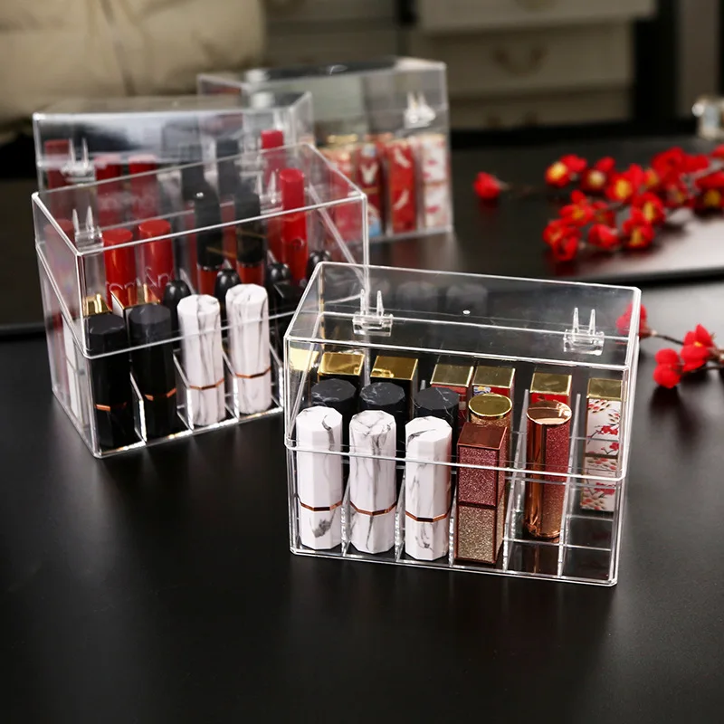 Lipstick Storage Box Dustproof Desktop Cosmetic Nail Polish With Cover