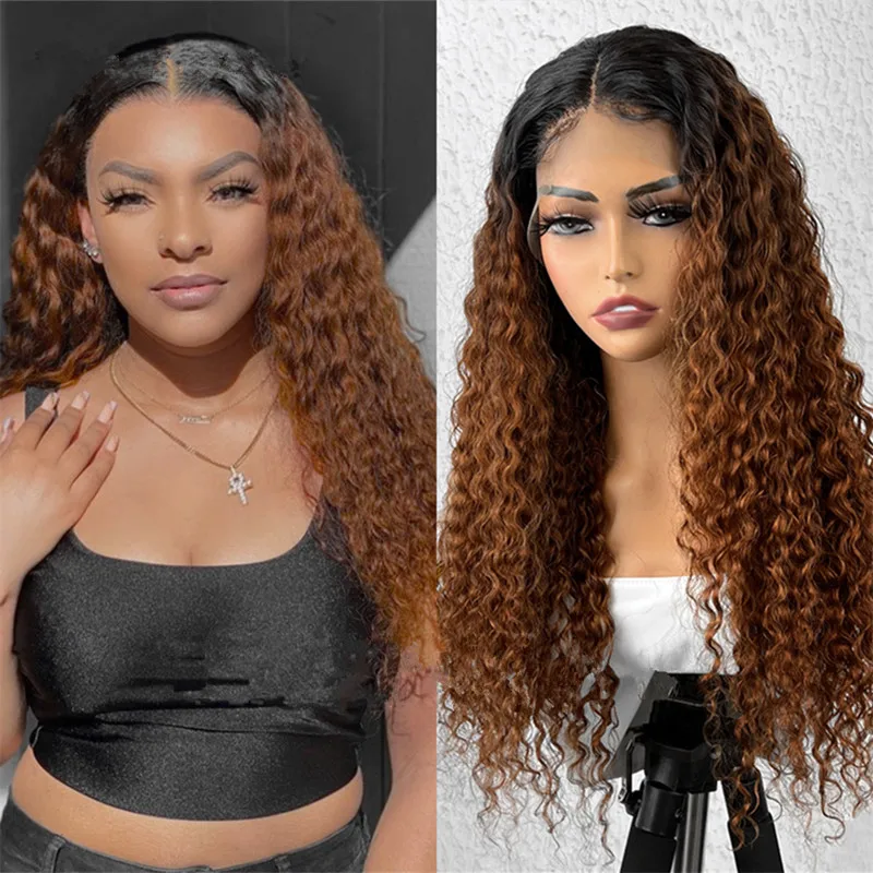 

Soft Preplucked Glueless Yaki 26Inch Long Kinky Straight 180% Density Lace Front Wig For Black Women Babyhair Ombre Blonde Daily