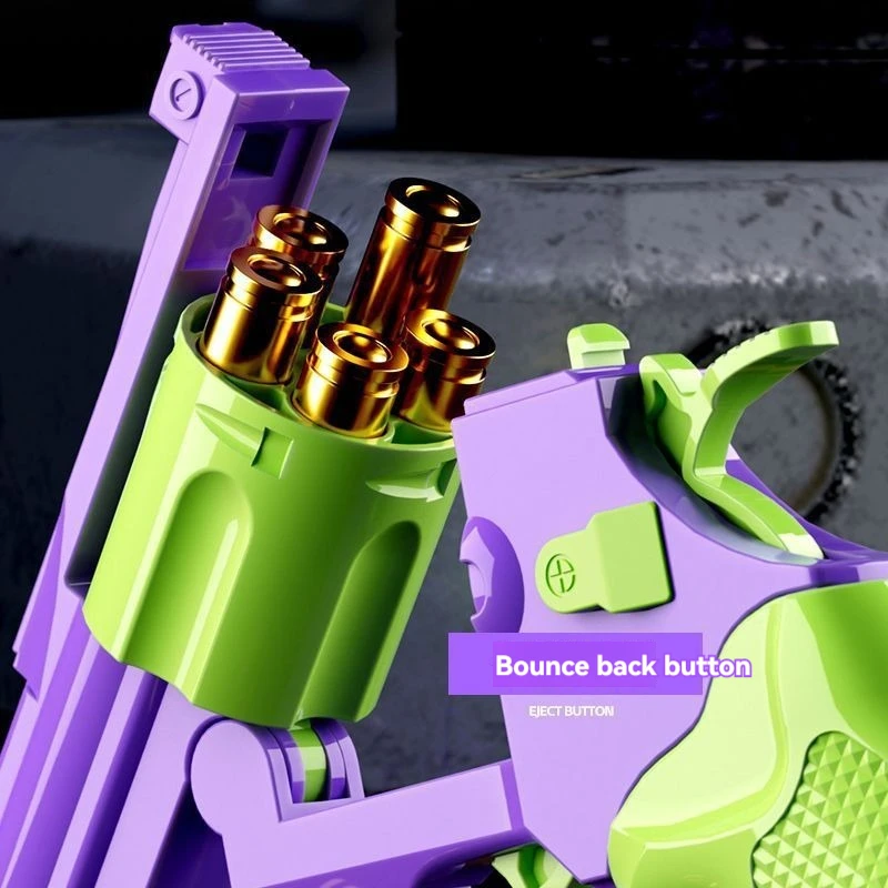 Revolver Toy Guns Manual Pistol Weapon Soft Bullet Throw Shell Gun Toy Anti-stress Launcher for Adults Boys Outdoor Games 4