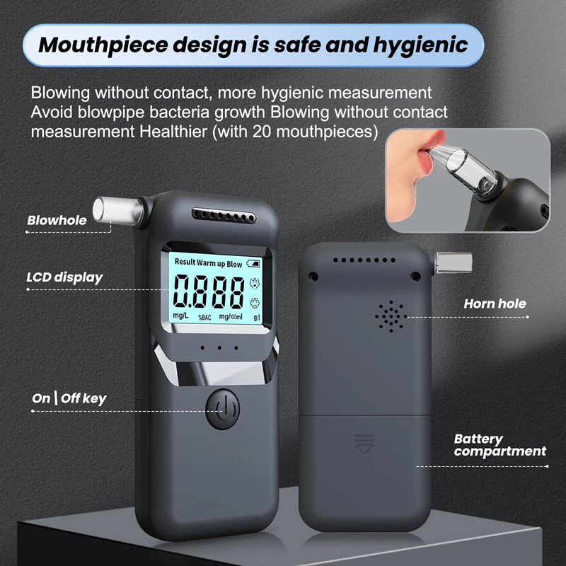 Digital Alcohol Tester Professional Alcohol Detector Breathalyzer Police Alcotester LCD Display Drunk Driving Test 2025