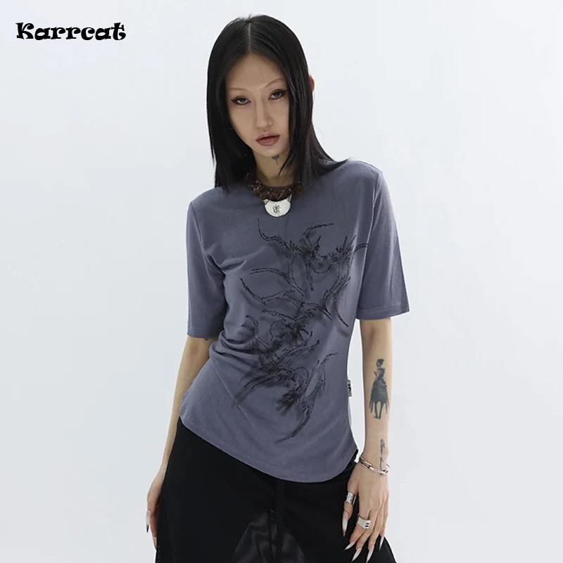 ꒰ঌダークコア　バック十字架カットソー　マリアT grunge Y2K໒꒱ ︎ Mexican Way|mexican Aesthetic Gothic Crop Top - Summer