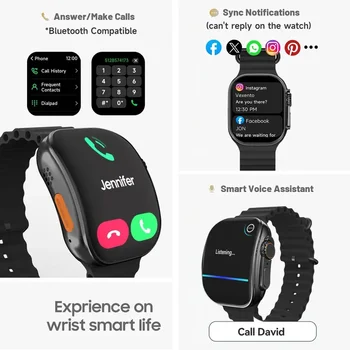 Smart Watch For Women Men, 1.83'' HD Full Touch Screen Wireless Calling Smartwatch (Answer/Make Call), Activity Tracker, 100+ Sport Modes, Pedometer, Message Alerts, Sport Fitness Tracker,Compatible With Iphone.Holiday Gifts, Birthday Gifts 4