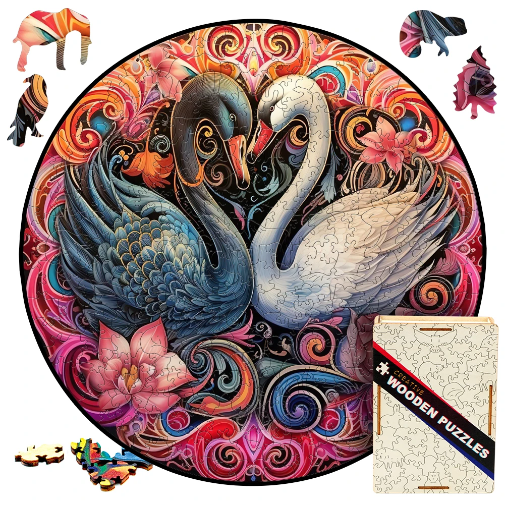 Swan Jigsaw Puzzle Couple Games Animal Wooden Puzzles For Adult Teens Kids Black Swan Wood Pazzle Game Toys Gift Home Ecoration