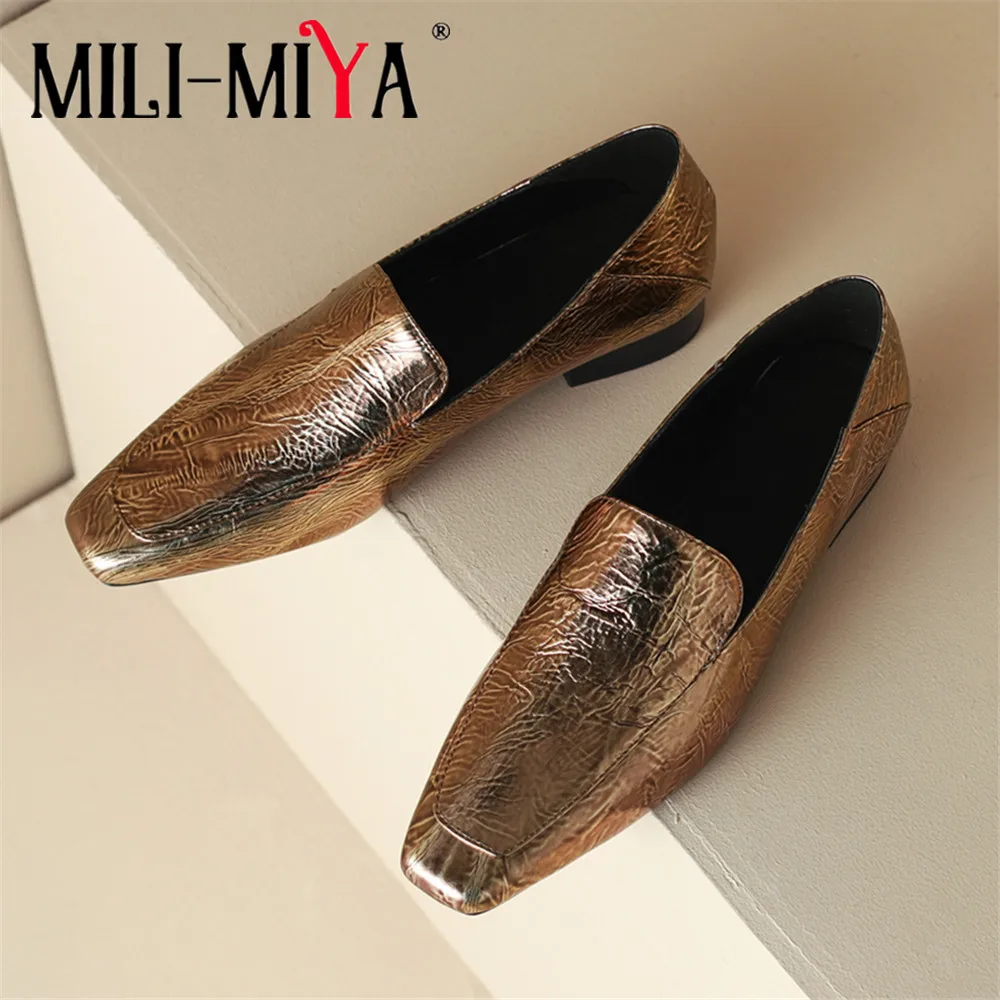 

MILI-MIYA New Arrival Women Soft Sheep Skin Pumps Solid Color Slip On Round Toe Low Thick Heels Plus Size 34-40 Handmade