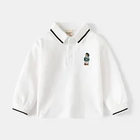 Polos à manches longues pour garçons, 100 coton, vêtements de printemps et d'automne pour enfants, Boutique d'ours mignon, Polo pour tout-petits de 1 à 2 3 4 5 6 ans 6