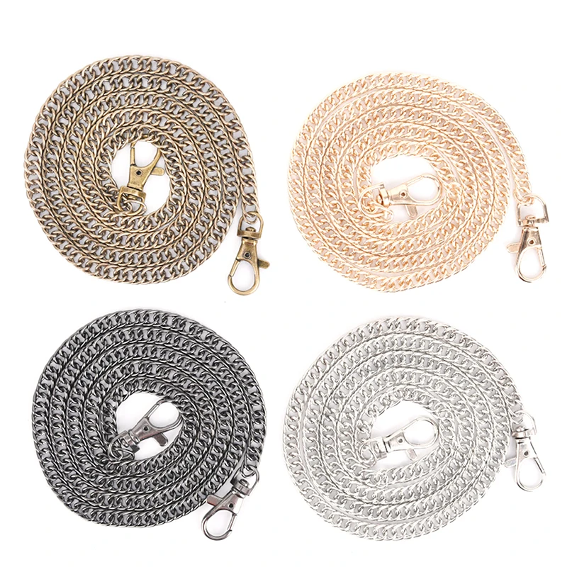 100cm Handbag Metal Chains DIY Purse Chain With Buckles Shoulder Bags Straps Handbag Handles Bag Parts & Accessories 1pc deepeel 30 60cm colorful pu leather bag straps purse handbag handles gold chain buckle weave sling diy handmade accessories