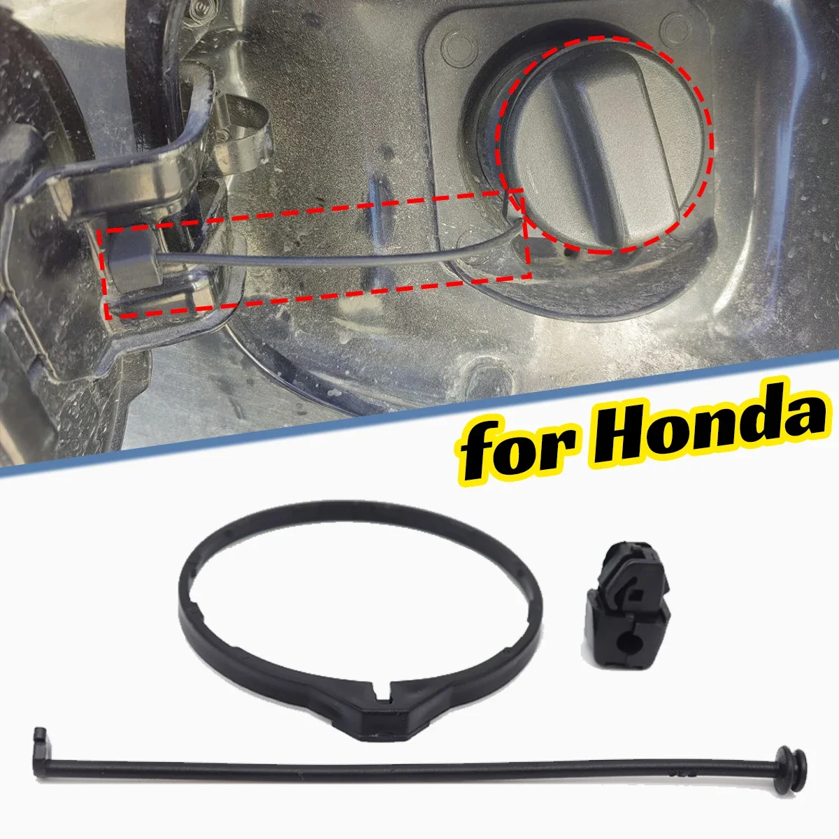 Fuel Tank Petrol Cap Filler Cord Tether Rope Ring Strap Band Clip Rivet for Honda Civic 8th 9th 2006- 2015 Replace Cover Repair