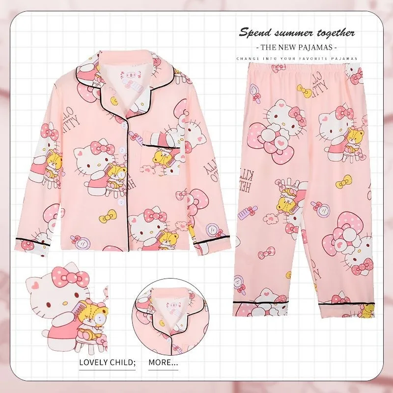 

Sanrio series pajamas set kawaii Hello Kitty Kuromi My melody children's cartoon animation pajamas boys and girls home clothes