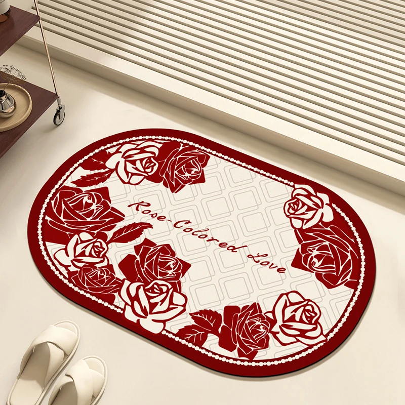 

Противоскользящая красная диатомная грязь для ванной, абсорбирующий коврик для ног, вход в ванную комнату, противоскользящая модель