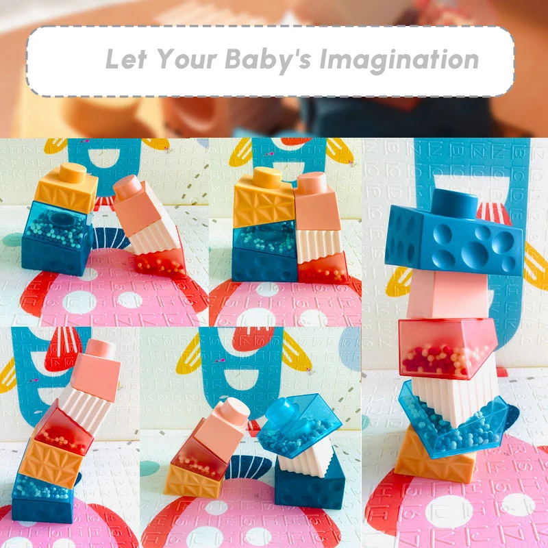 Montessori Baby Stacking Tower Toys Stacking Sound Building Blocks Balance Construction Game Educational Sensory Toddler Toys