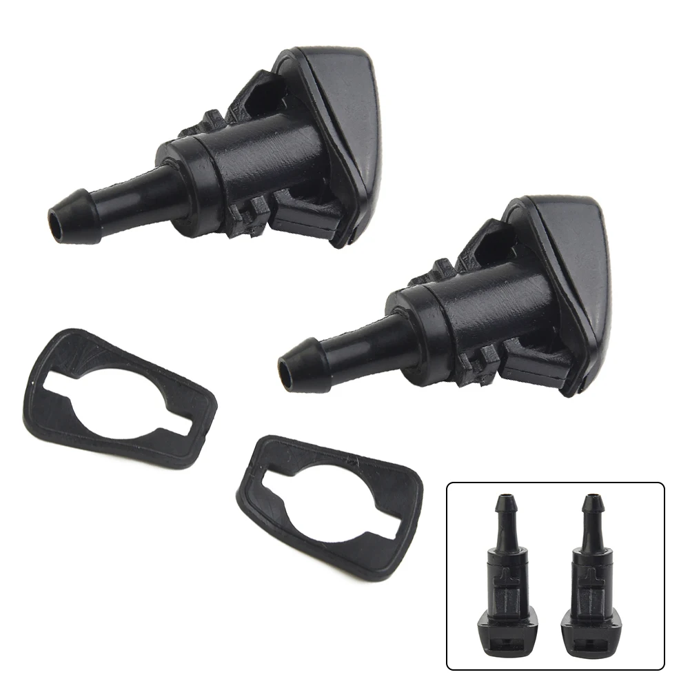 

1 Pair Windshield Wiper Washer Spray Nozzle For Mitsubishi Eclipse 2006-2012 Plastic Black 43mm With 2x Rubber Gaskets