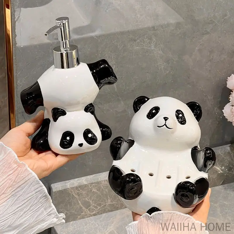 Creative Children Panda Ceramic Soap Dispenser Panda Shape Soap Dish Bathroom Decoration Accessories Shampoo Bottle Girls Gift soap dispenser shampoo dispenser soap dispenser bottle foaming soap dispenser