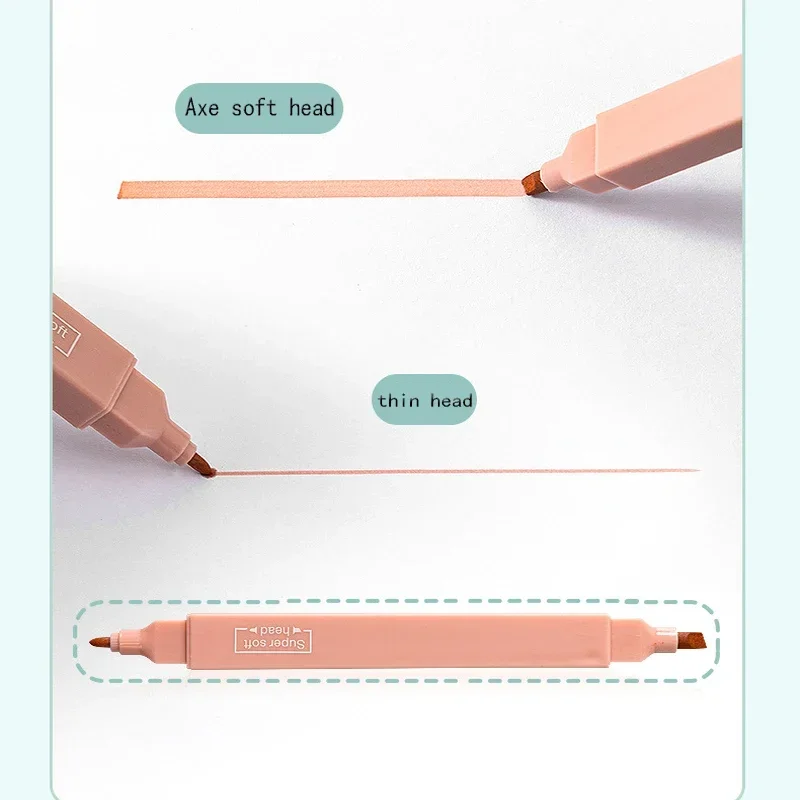6pcs/set Double-headed Highlighter Kawaii Stationery Color Marker School Supplies Student Marker Textbook Highlighter highlighter marker highlighter pen marker pen art marker contour marker