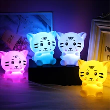 

Cute Tiger Night Lights Cartoon Animal Table Lamp Creative Silicone LED Desk Lamp for Children's Bedroom Bedside Lighting Decor
