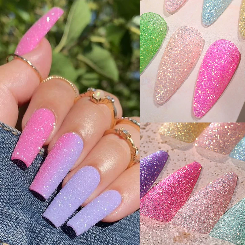 6 Colors Candy Nail Glitter Sparkly Sugar Dust Powder Pigment For