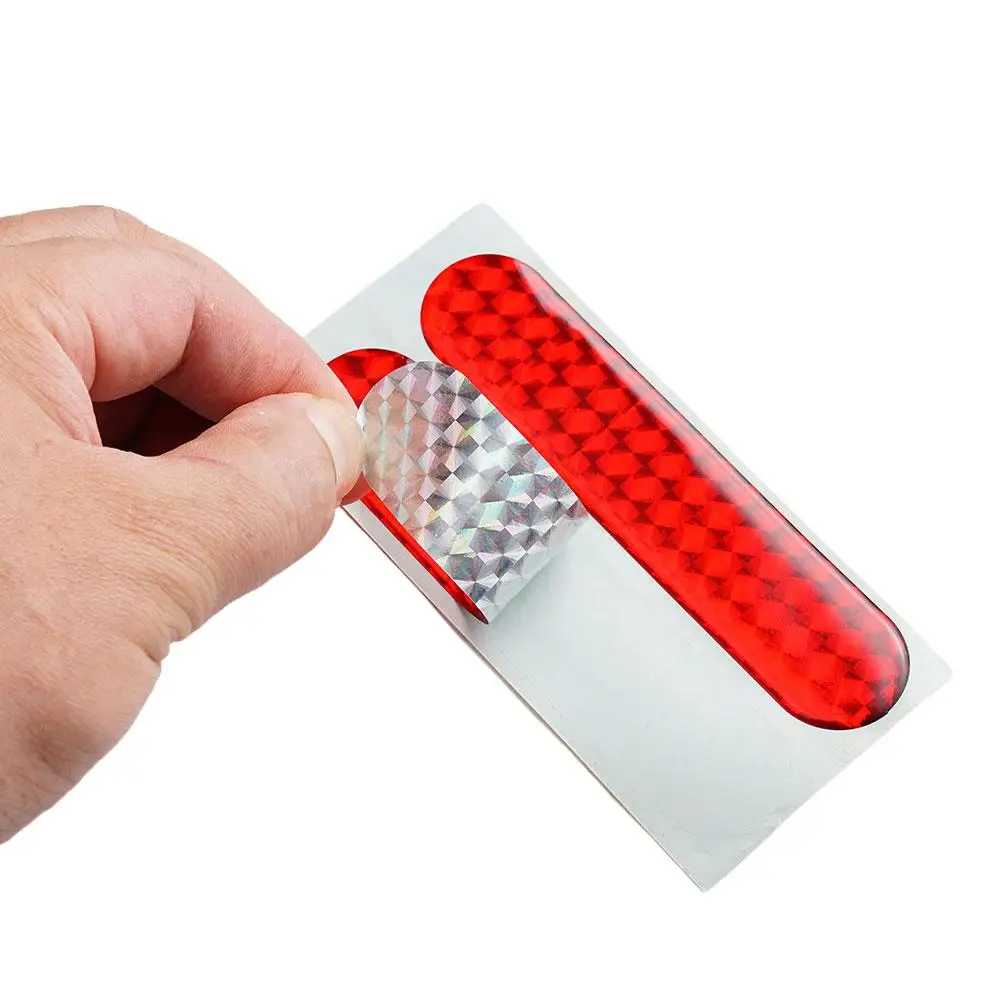4pcs Car Reflective Sticker Door Decal Warning Tape Strips Red Safety Mark Auto Reflector