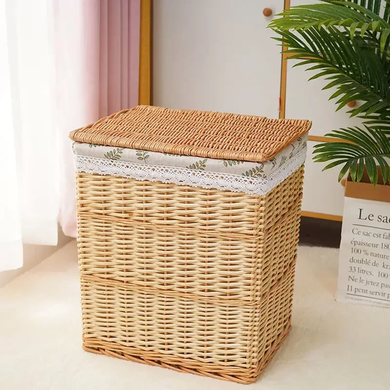 thumbnail image 1 of Cesta de almacenamiento de ropa Aoliviya, cesta de lavandería, cesta de tela grande tejida de ratán con tapa, caja de almacenamiento tejida para el hogar, desechos, 1 of 5