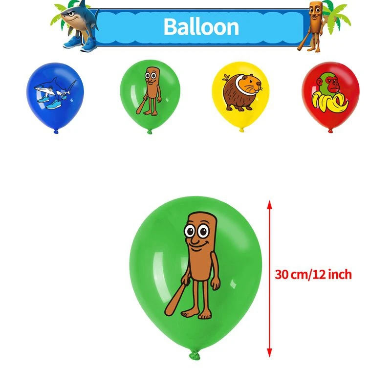 Decorazione Compleanno A Tema Brainrot – Set Con Striscione, 16 Palloncini, 12 Topper Per Cupcake E Topper Per Torta, Cartone Animato, Per Bambini E Bambine