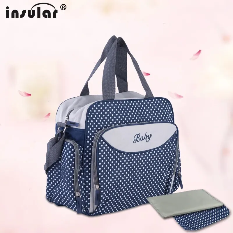 Insular 600D Dots Baby Mommy Diaper Bags Organizer Nappy Bags Maternity Stroller Diaper Handbag 2