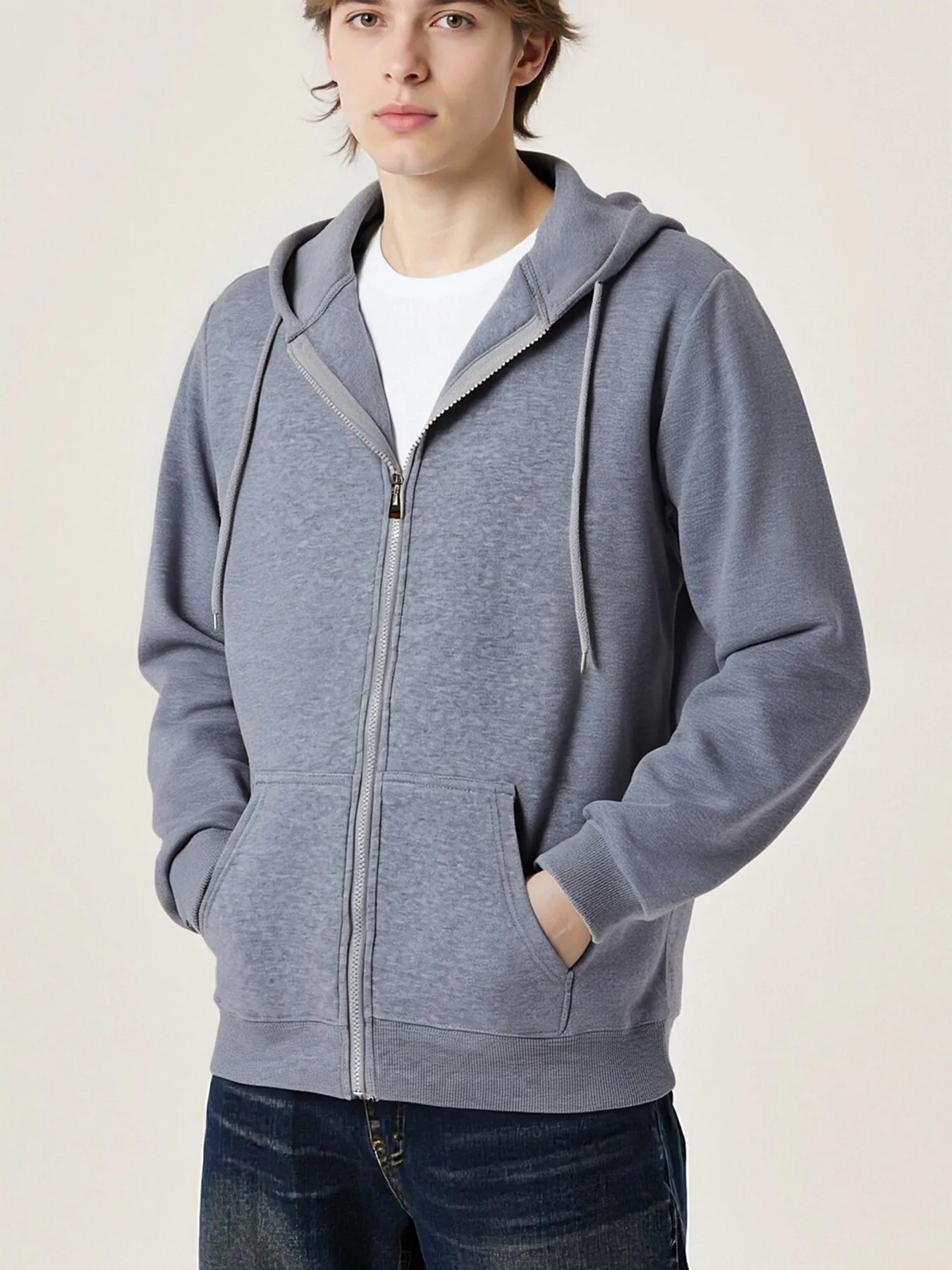 Autumn Winter Zip-Up Hoodie Solid Casual Outwear Comfy Fashion Sweatshirts Fleece Street Veste Loose Oversize Top Soft lothes