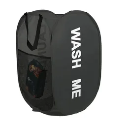 Durable Folding Laundry Basket and Storage Organizer with Breathable Mesh Design (Black)