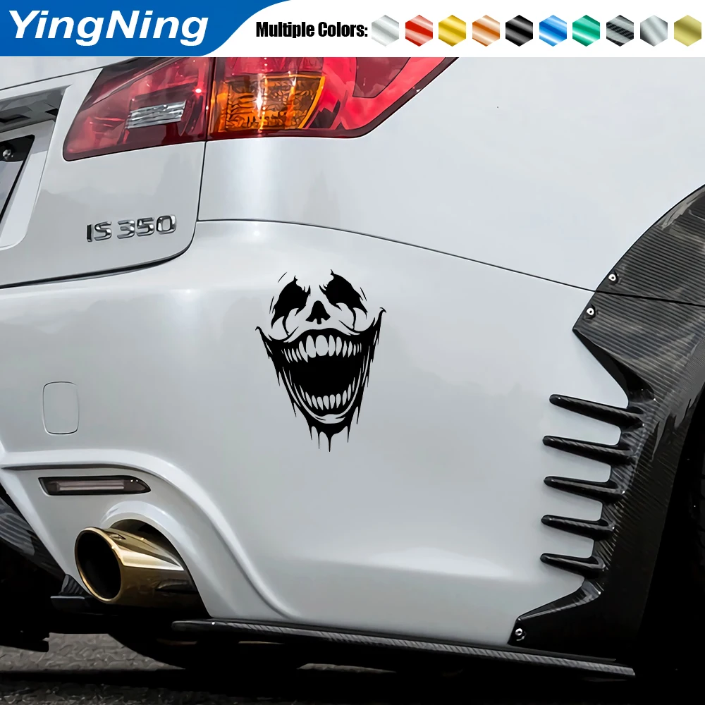 무서운 조커 스마일 자동차 스티커 사악하고 소름끼치는 얼굴 비닐 데칼 유머러스한 몬스터 윈도우 범퍼 스타일링 커버 페인트 스크래치 필름