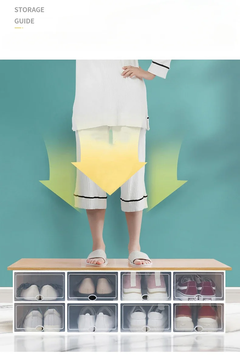 Description Picture 6 of itemClear Shoes Cabinet Portable Folding Plastic Shoes Case Stackable Combined Shoes Storage Box Organizer Dustproof Drawer Case