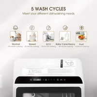 Portable Countertop Dishwashers, Compact Dishwashers with 5 L Built-in Water Tank & Inlet Hose, 5 Washing Programs 2