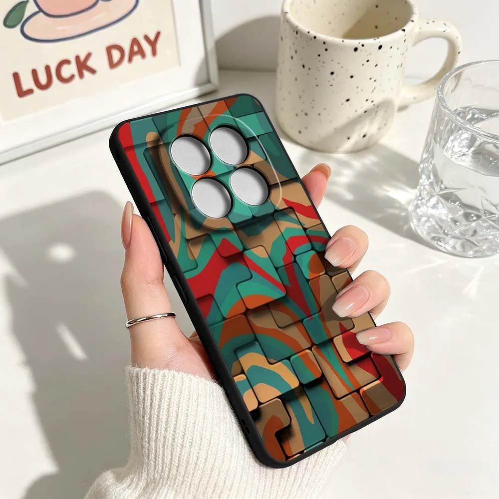 Fashion Creative Color Block Phone Case - Black Soft Cover