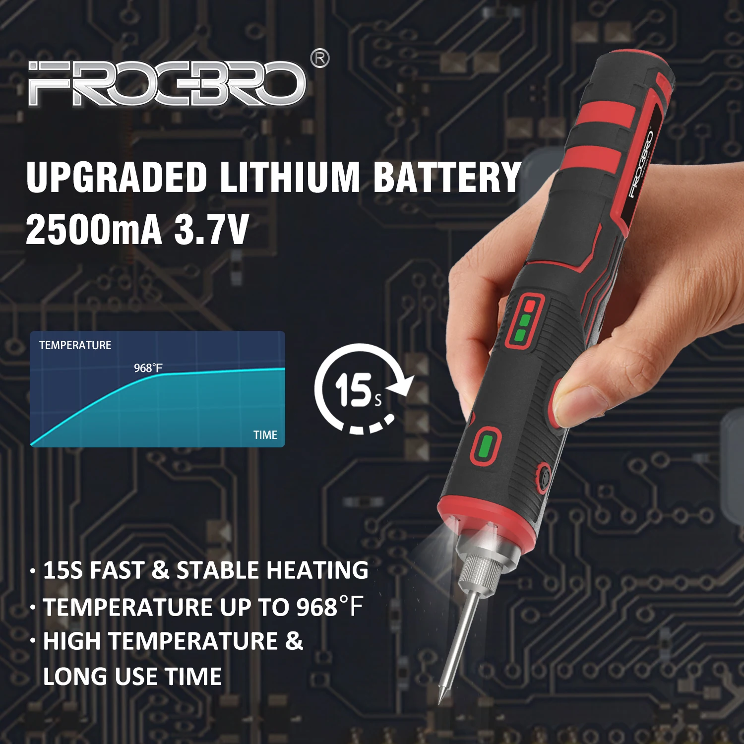 FrogBro Cordless Soldering Iron Kit Upgraded 11W Rechargeable Soldering Pen Professional Portable Wirless Repair Welding Tool 4
