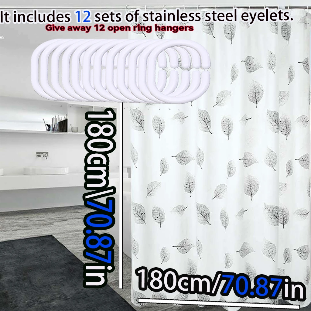 Leaf Print Shower Curtain 4
