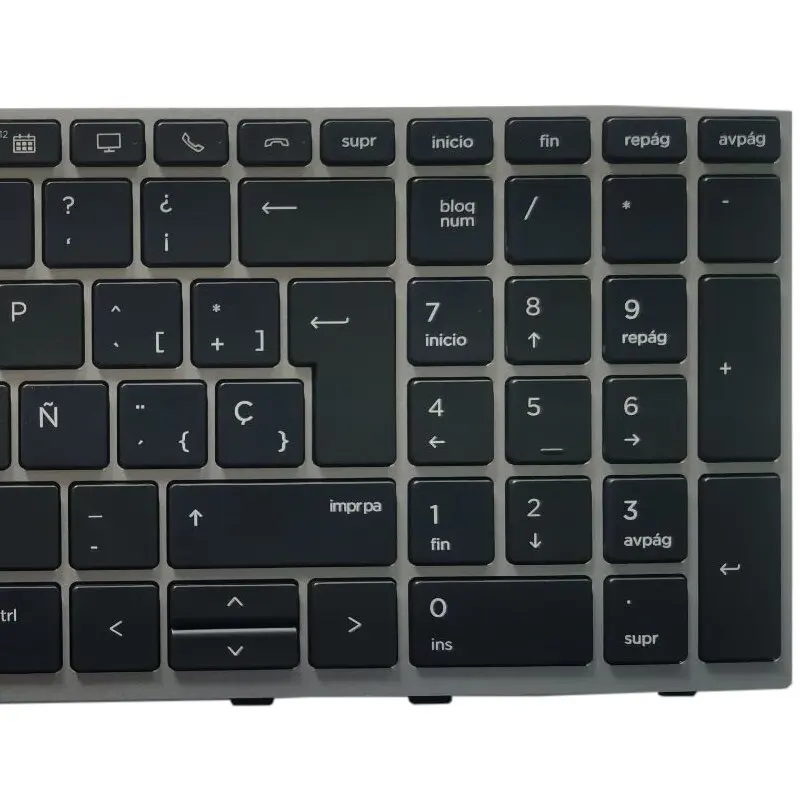 Teclado Portátil com Bastão Apontador Moldura de Prata hp Elitebook 850 g5 g6 Espanhol Novo - Imagem 2