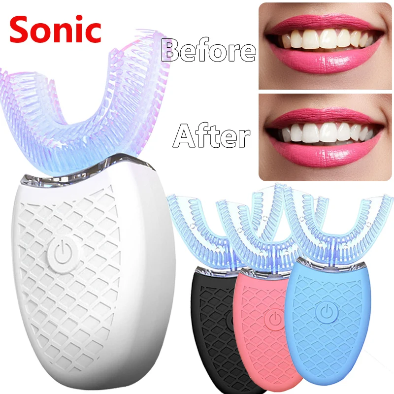 Adult Sonic Electric Toothbrush U Shaped 360 Degrees Automatic Ultrasonic Tooth Brush USB Charging Teeth Whitening Toothbrushes adult sonic electric toothbrush u shaped 360 degrees automatic ultrasonic tooth brush usb charging waterproof teeth whitening