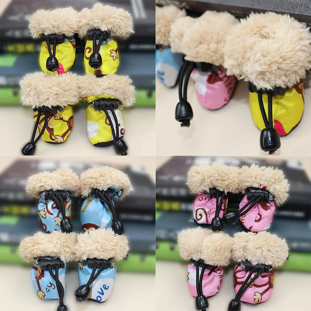 Title 12, 4pcs/set Waterproof Pet Dog Shoes Winter Warm A...