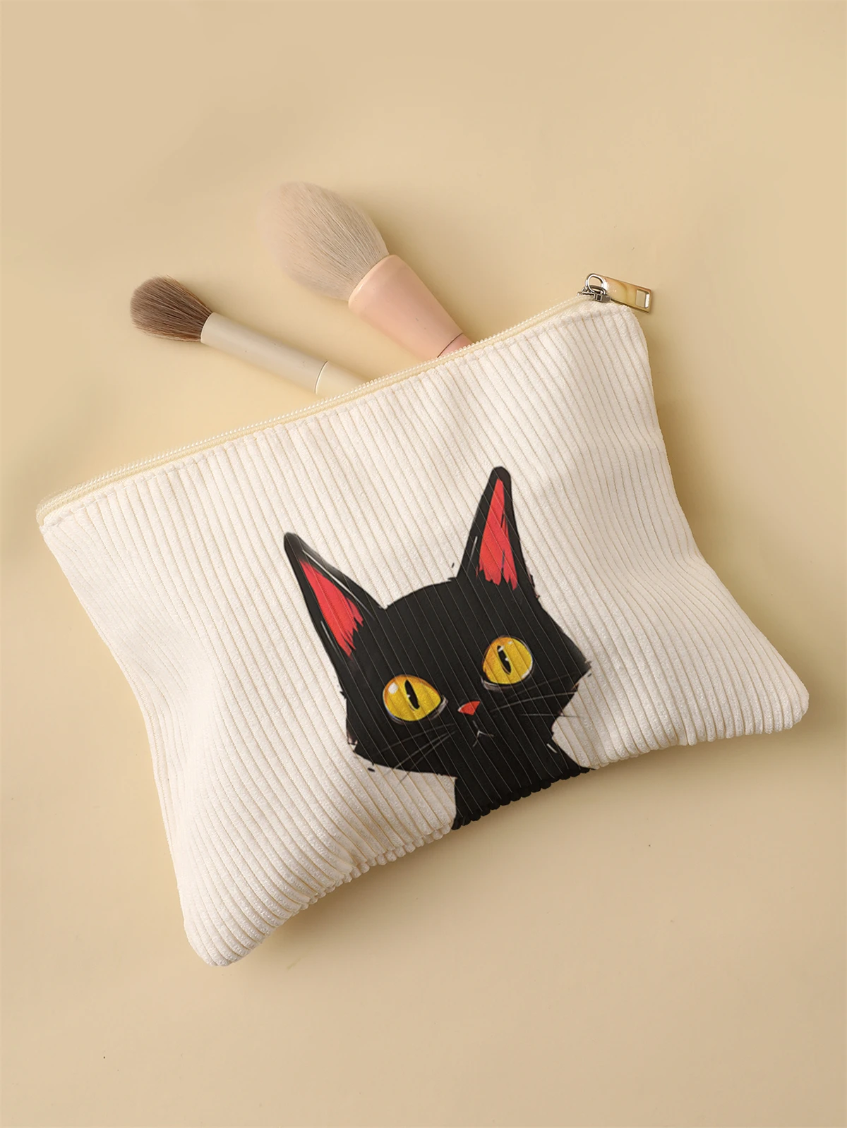 Corduroy Travel Cosmetic Bag Portable Makeup Storage Bag Purses Women Large Capacity Zipper Make Up Organizer Storage Clutch