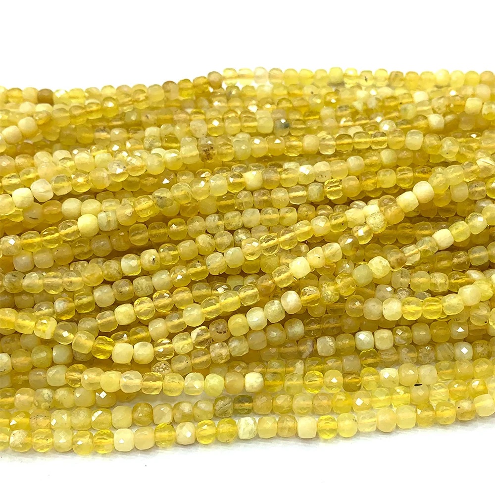 Veemake 천연 노란색 오팔 면처리된 불규칙한 큐브 작은 구슬 보석 제작용 06830
