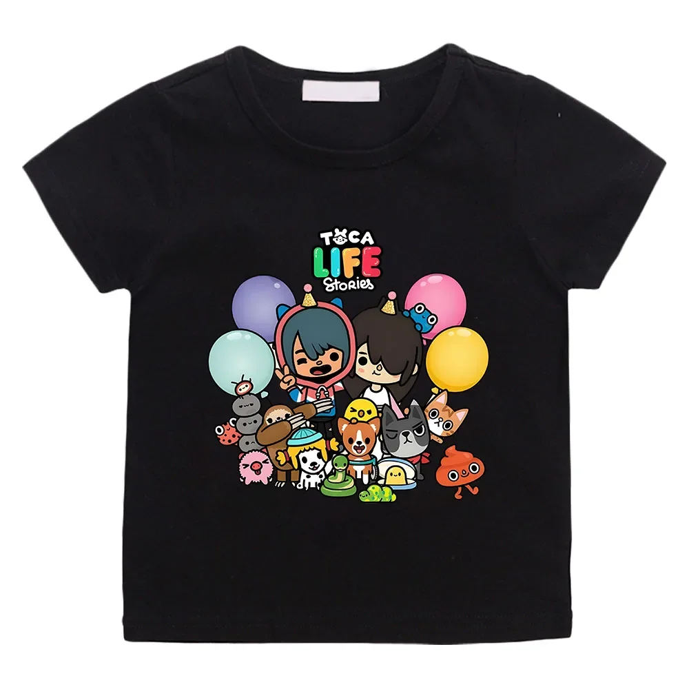 Girls/Boys Clothes Game Toca Boca and Gacha Life World Cartoon Graphic Printed T-shirt Kids Comfy Versatile Summer Short Sleeve 3