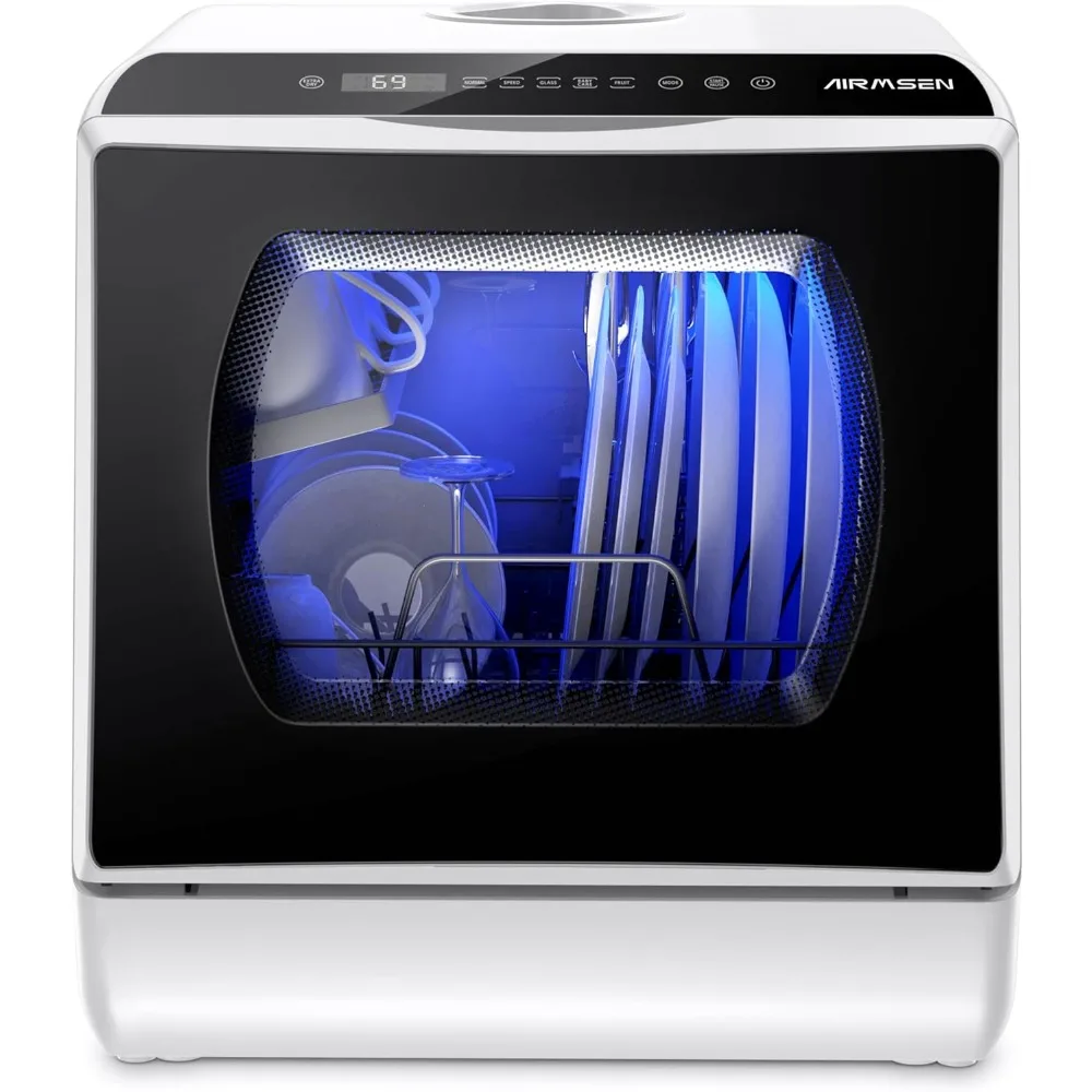 AE-TDQR03 Portable Countertop Dishwasher, Compact Mini Dish Washer with 5-Liter Built-in Water Tank and Air-Dry Function