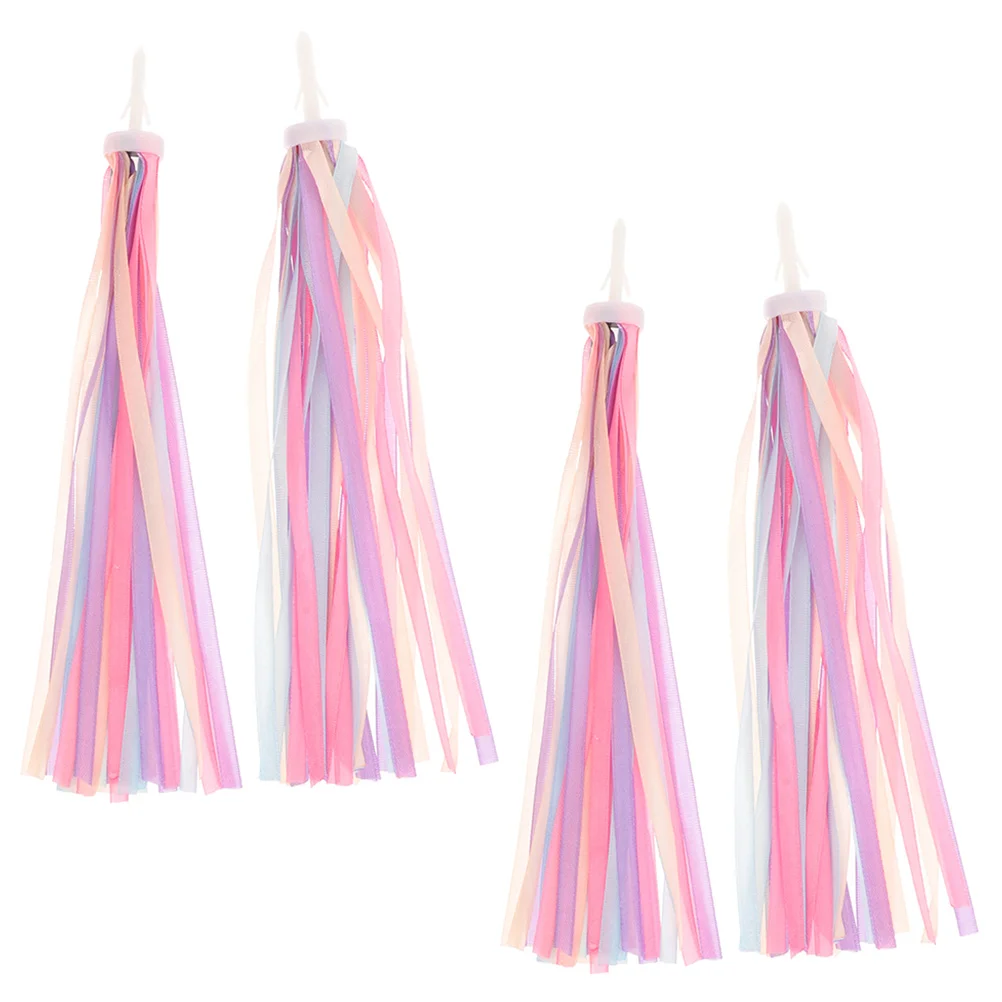

4 Pcs Ribbon Bike Stuff Cycling Accessories Ribbons Handlebar Streamers Jewelry Sleeve Decor Decorations Plastic Cloth Tassels