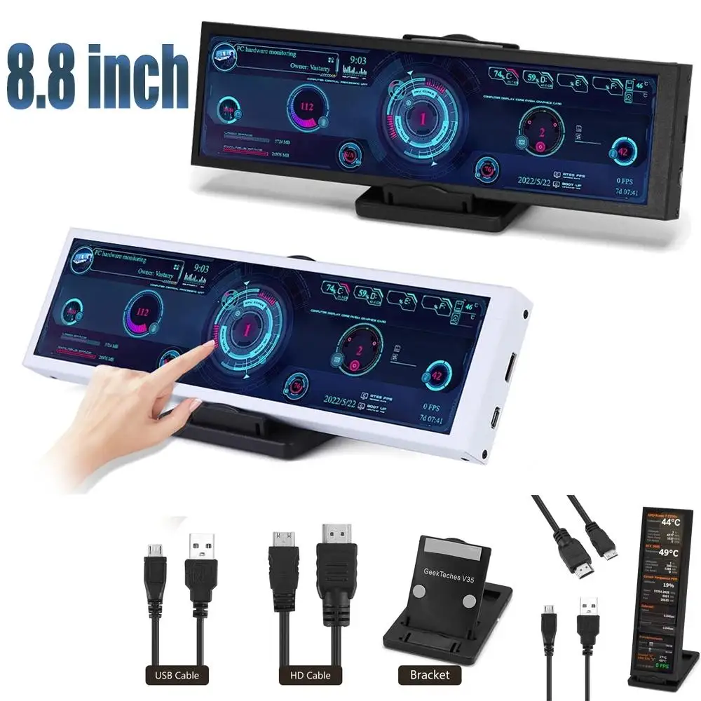 8.8 ġ  Ʈ LCD ũ, 1920x480P HD ̹    AIDA64  ÷ CPU GPU SSD 