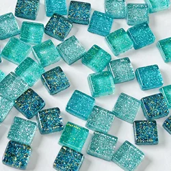 Handmade DIY Colored Crystal Ceramic Mosaic Tiles - 50 Piece Set for Decorative Wall Art and Crafts (Dazzling blue)