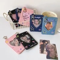 Kpop Idol Photocard Storage Denim Frame with Keychain 3 Inch School Girl Trend Gift Card Holder & Note Holder 1