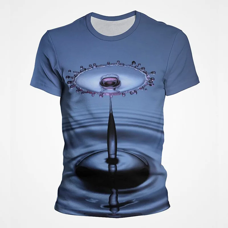 

Creative Water Flower Printing T Shirt Summer Fashion Streetwear Men Tops Breathable Casual Women Boy Girl Kids Popular T-shirt