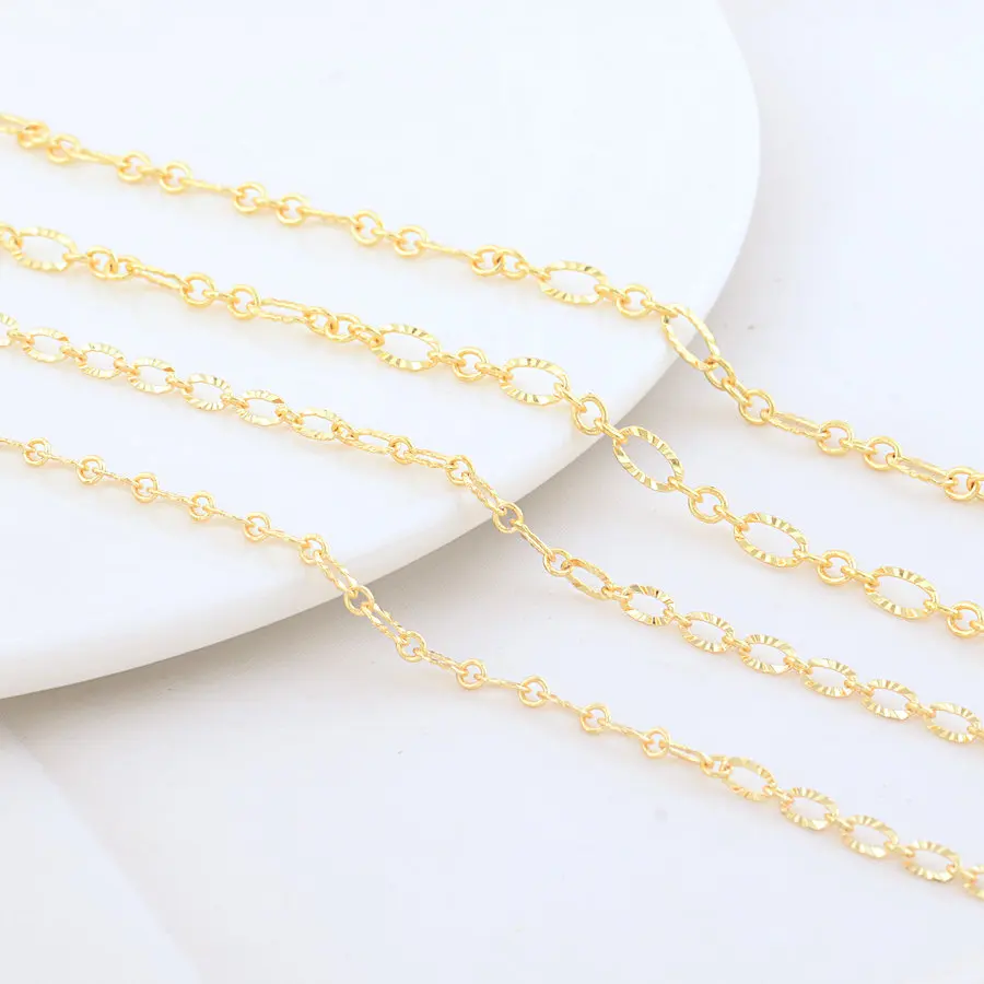 

Латунные овальные цепи с покрытием из золота 14 к, 2 метра, цепочки для ожерелья, высококачественные ювелирные аксессуары
