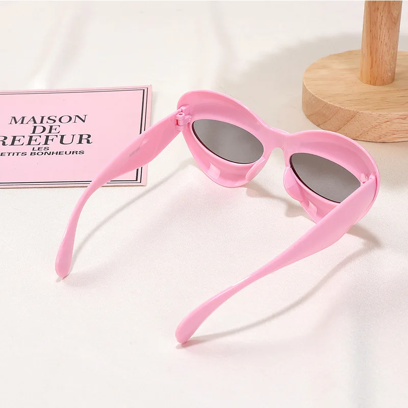 3-12 Years Cat Eye Sunglasses Lip-Shaped Sun Glasses for Girls Boys New Fashion Punk Sunglass Children Y2K Funny Trendy Eyewear
