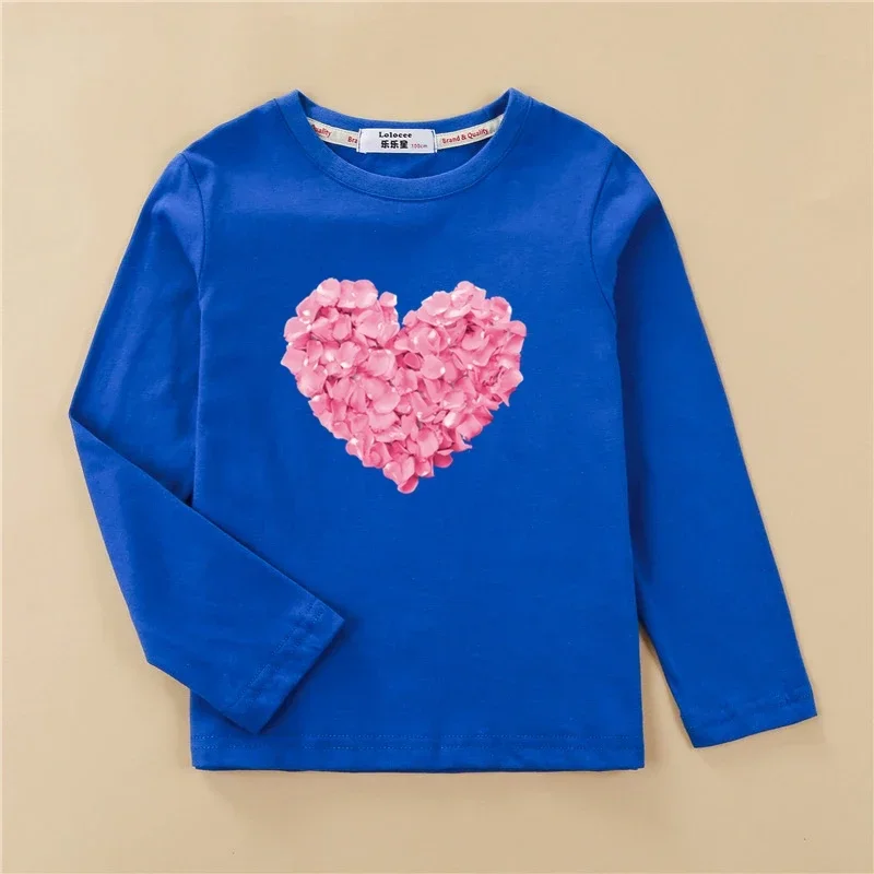 Girls' Heart Design Long-Sleeve Cotton Top